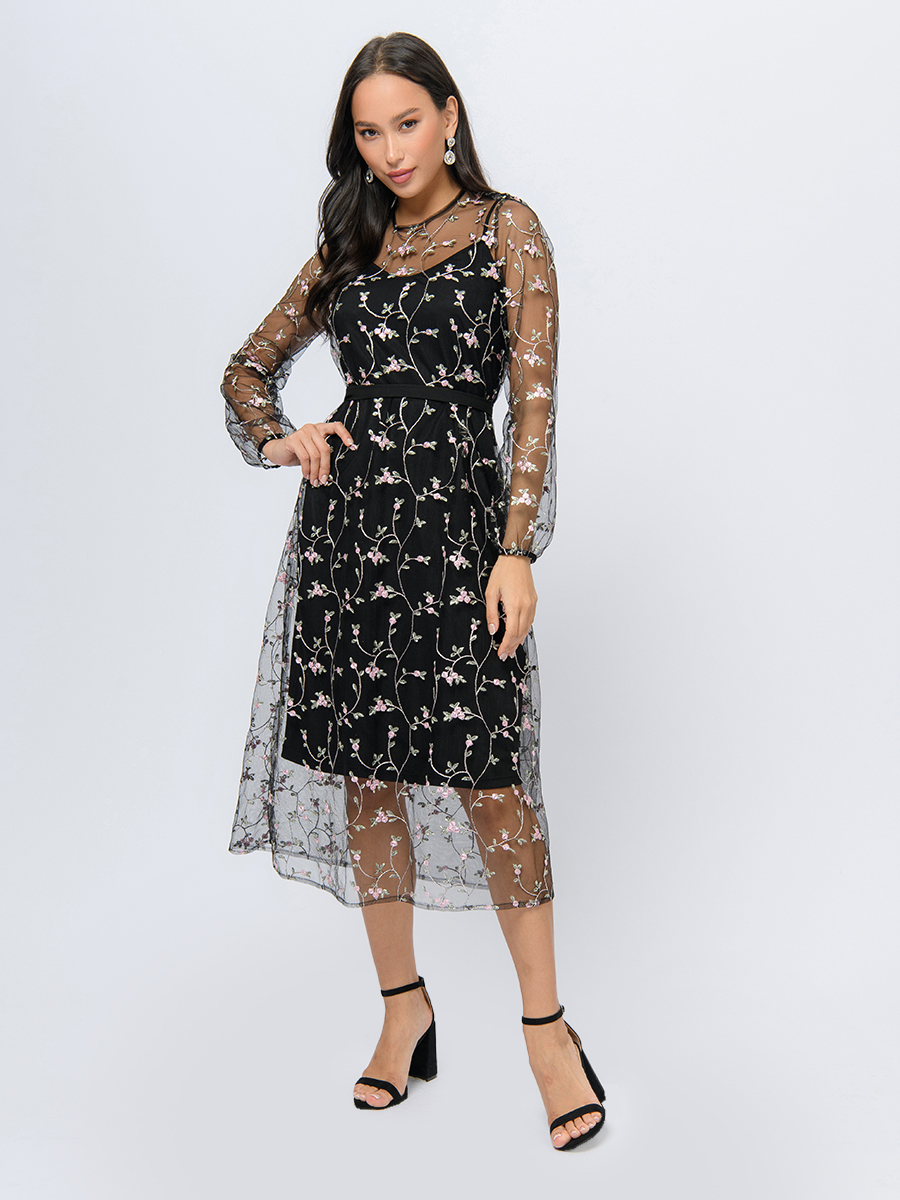 

Платье женское 1001dress 0103186BK черное 46, Черный, 0103186BK