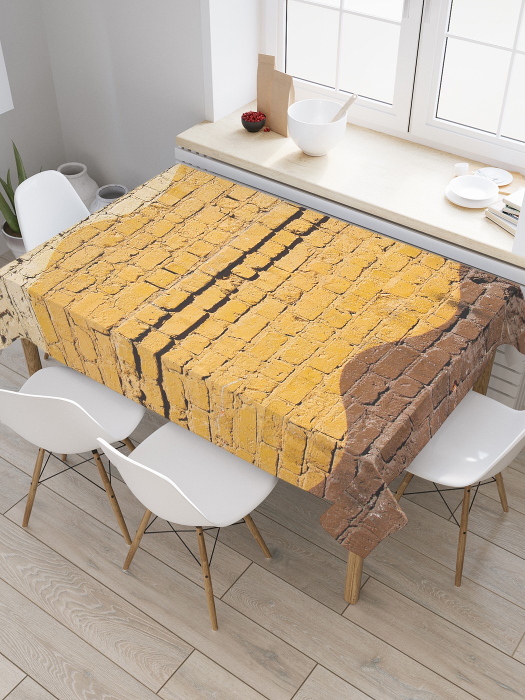 

Скатерть прямоугольная JoyArty "Старая кирпичная кладка" из оксфорда, 180x145 см, Желтый, Старая кирпичная кладка