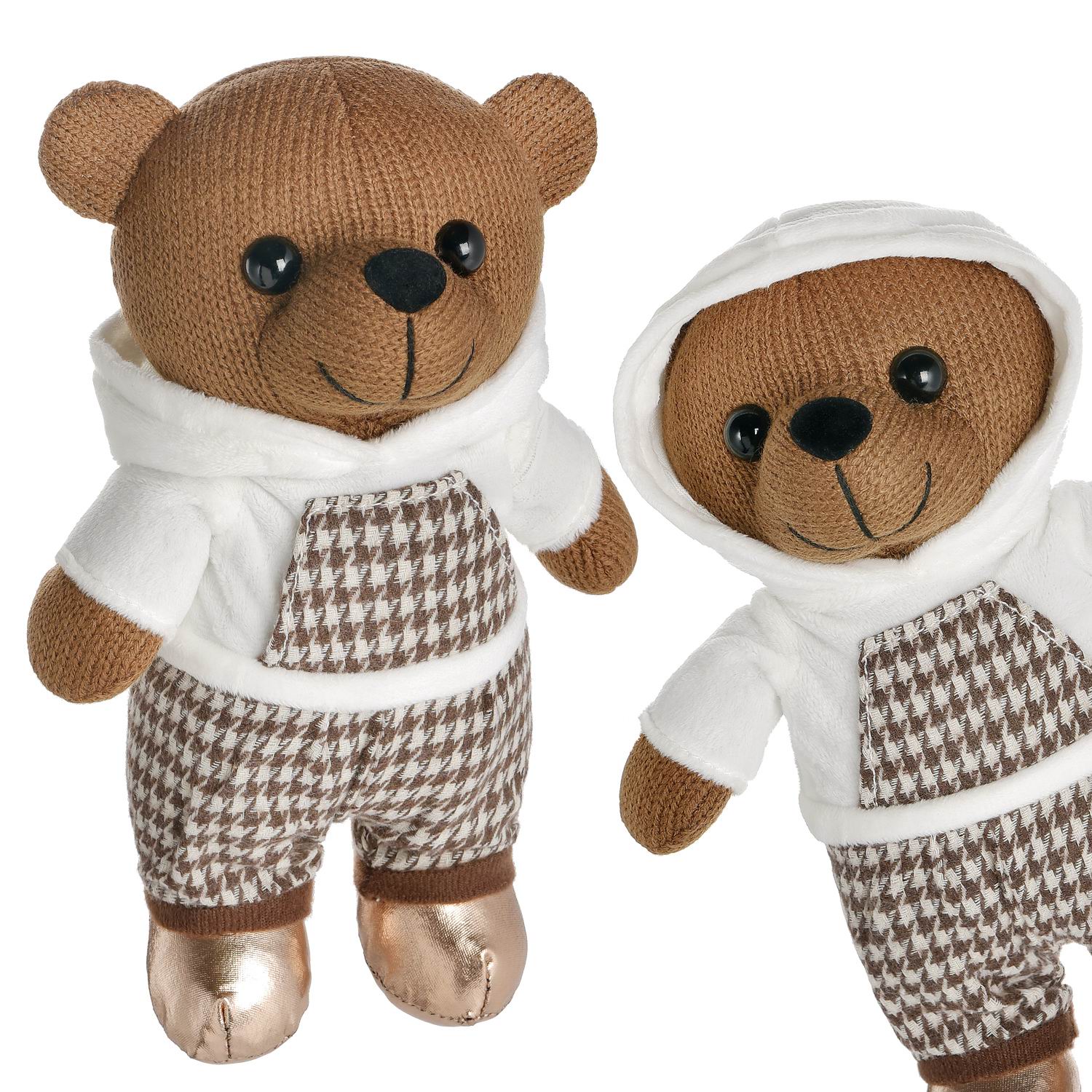 Мягкая игрушка Abtoys Knitted. Мишка вязаный мальчик в белом худи 22см M4863 мягкая игрушка abtoys knitted хамелеон вязаный 34см