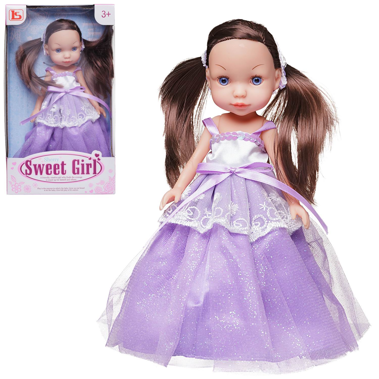 Кукла Junfa в в фиолетовом мерцающем платье с кружевами 24 см WJ-34098 Junfa toys