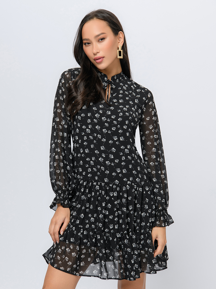 

Платье женское 1001dress 103187 черное 44, Черный, 103187