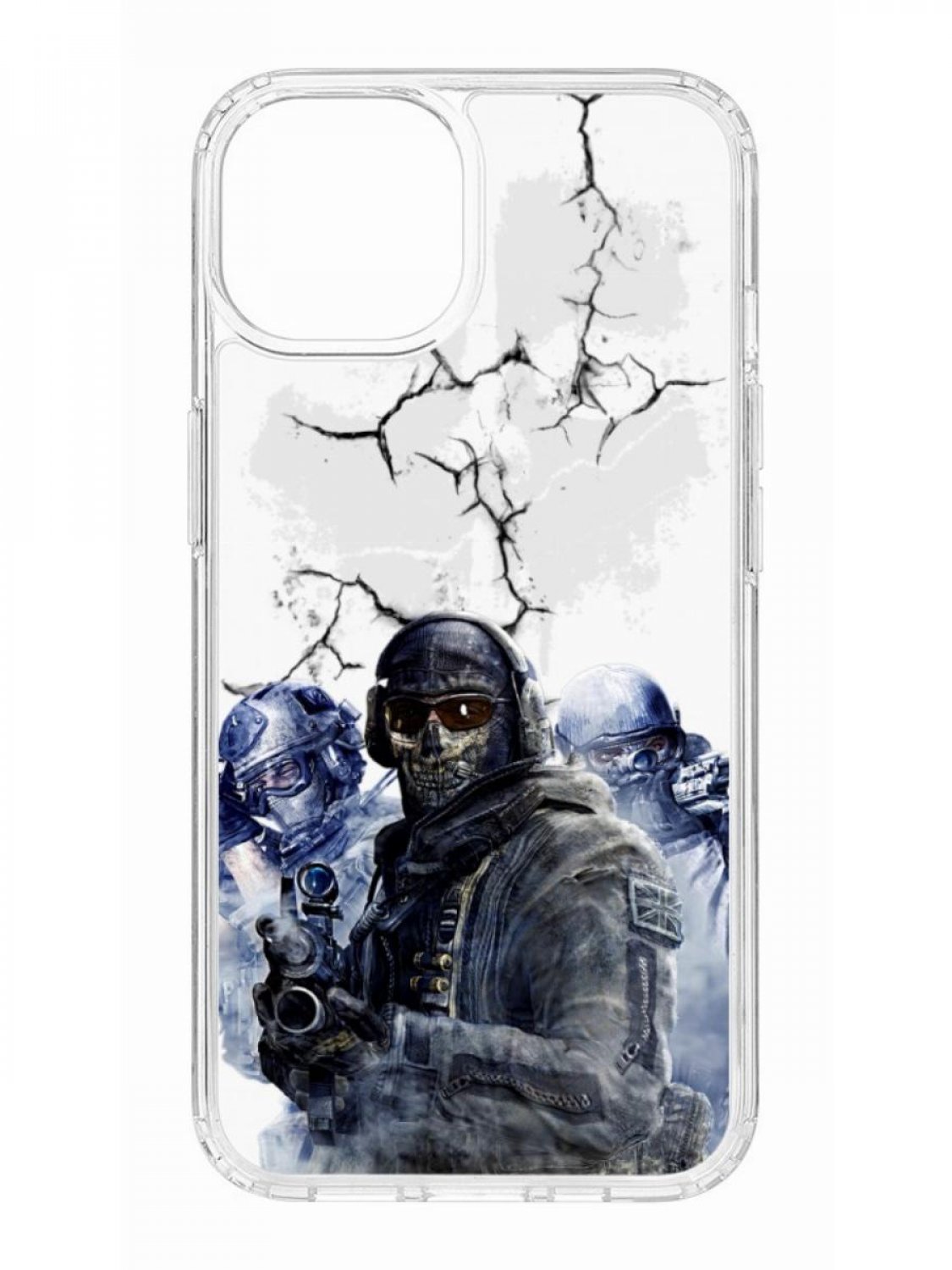 фото Противоударный чехол для apple iphone 13 кruче print call of duty прозрачный с рисунком