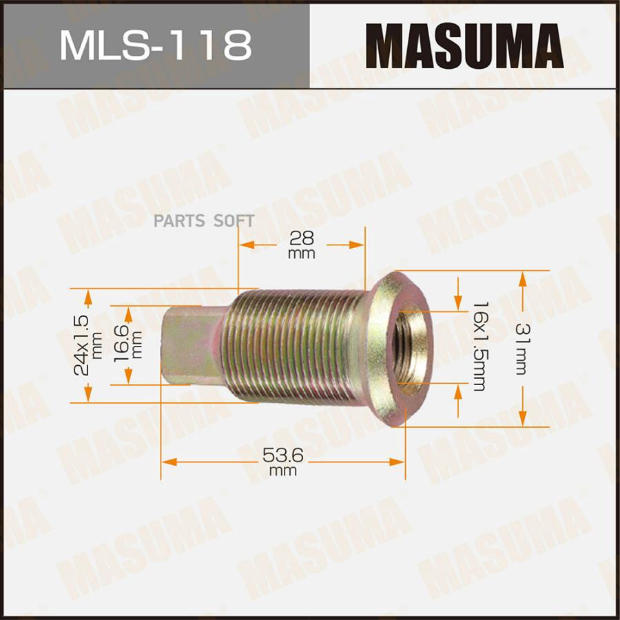

Мls-118_Футорка Колесная М24Х1.5/М16Х1.5 Тоуоtа Dуnа MASUMA mls118