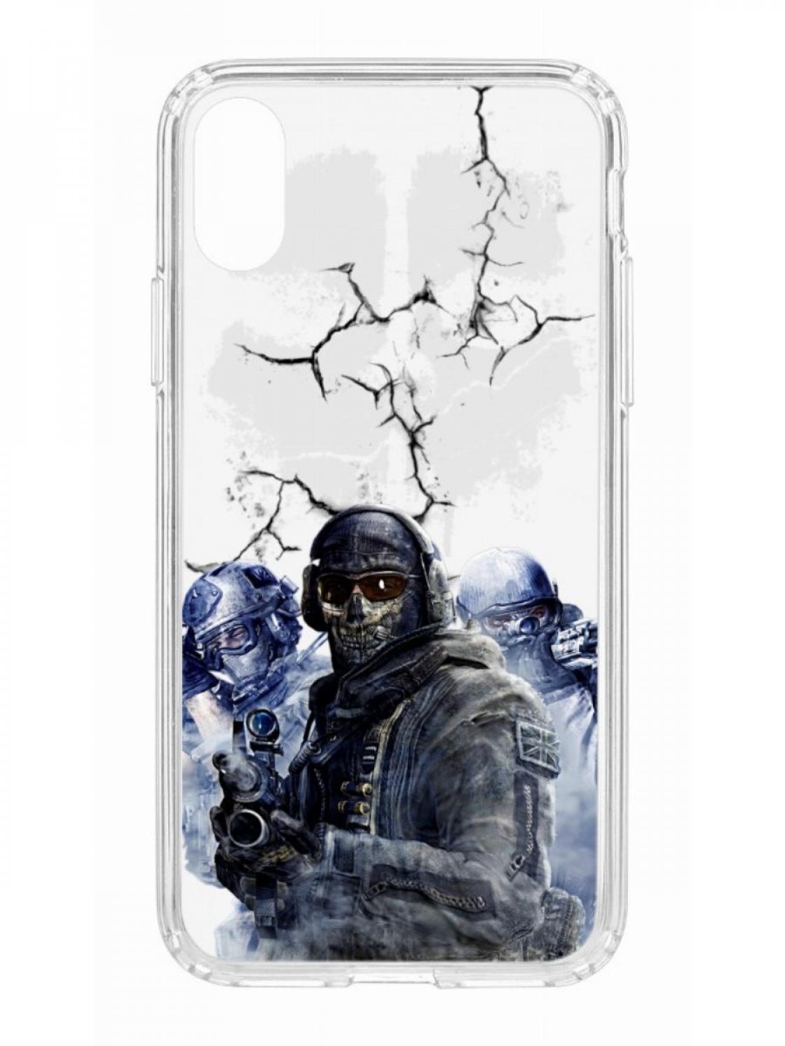 фото Противоударный чехол для apple iphone x/xs кruче print call of duty прозрачный с рисунком