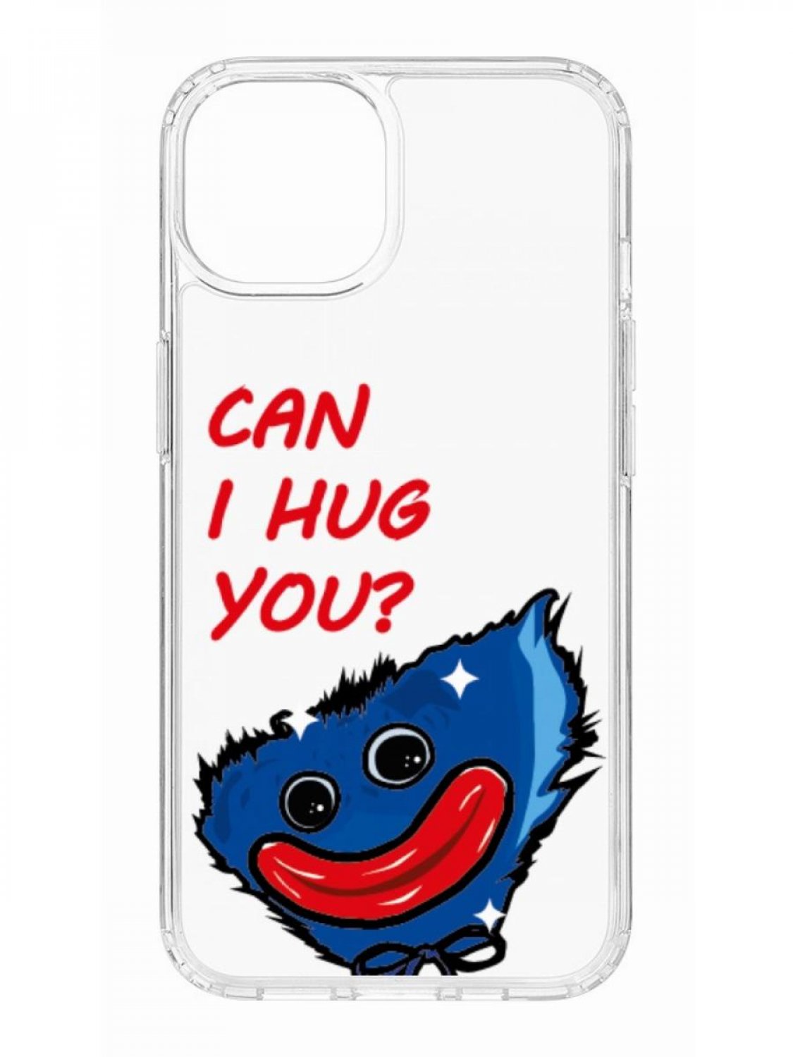 

Противоударный чехол для Apple iPhone 13 КRUЧЕ Print Can i hug you прозрачный с рисунком, Прозрачный;синий;красный, Чехол на айфон 13 с защитой камеры