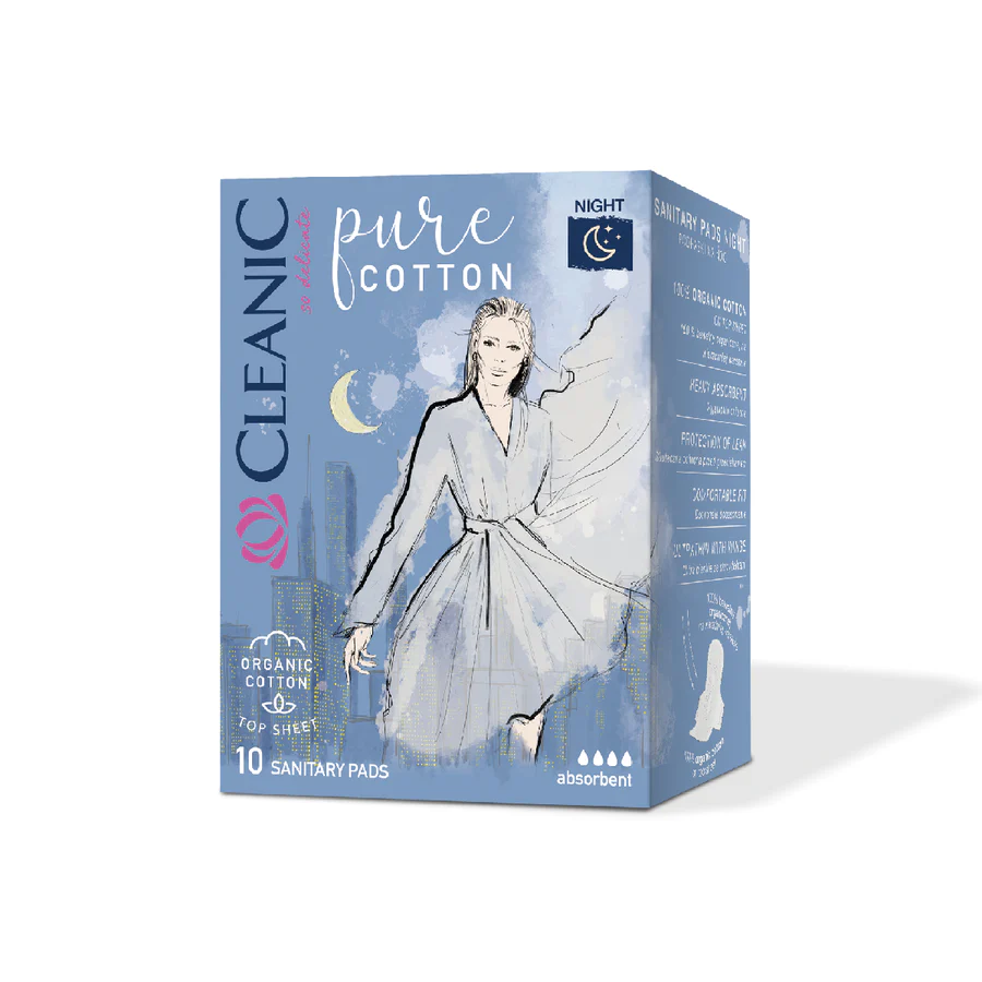 Прокладки гигиенические Cleanic Pure Cotton Night ночные 10 шт