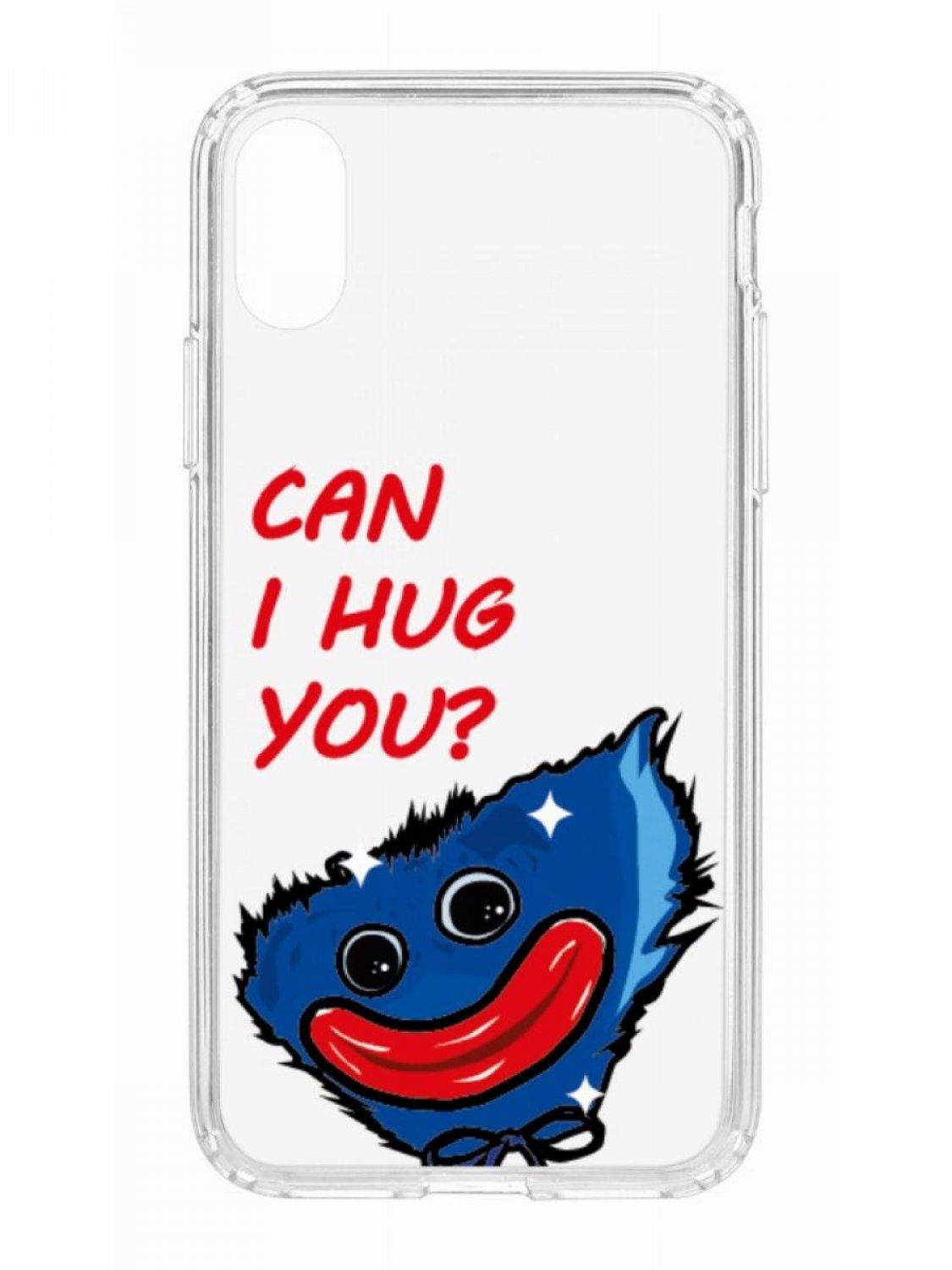 

Противоударный чехол для iPhone X/XS КRUЧЕ Print Can i hug you прозрачный с рисунком, Прозрачный;синий;красный, Чехол на айфон Х, айфон ХС с защитой камеры