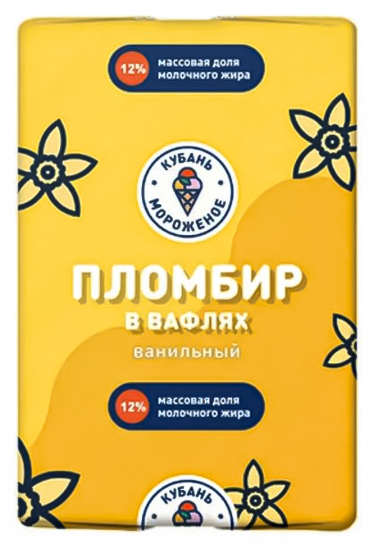 

Мороженое пломбир Кубань-Мороженое ванильное 12% 80 г