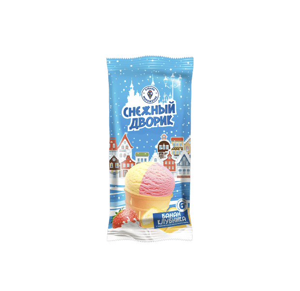 

Мороженое Кубань-Мороженое Снежный дворик двухслойное банан-клубника СЗМЖ 70 г
