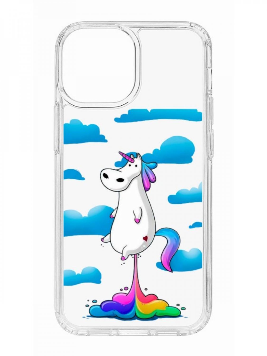 фото Противоударный чехол для apple iphone 13 mini кruче print flying unicorn прозрачный