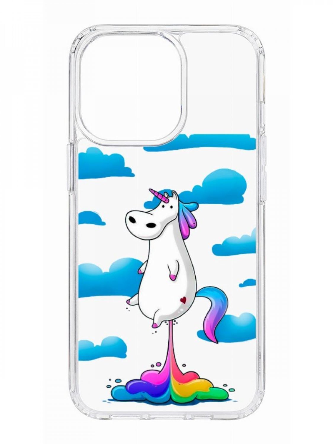 фото Противоударный чехол для apple iphone 13 pro кruче print flying unicorn прозрачный