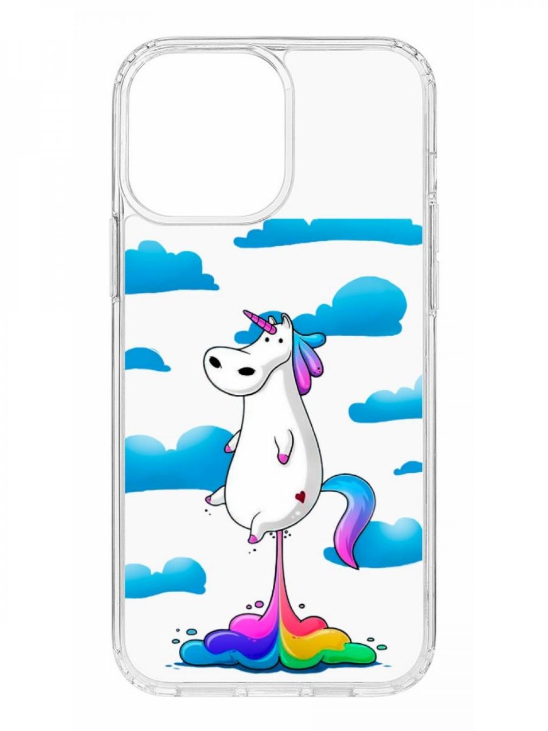 фото Противоударный чехол для apple iphone 13 pro max кruче print flying unicorn прозрачный