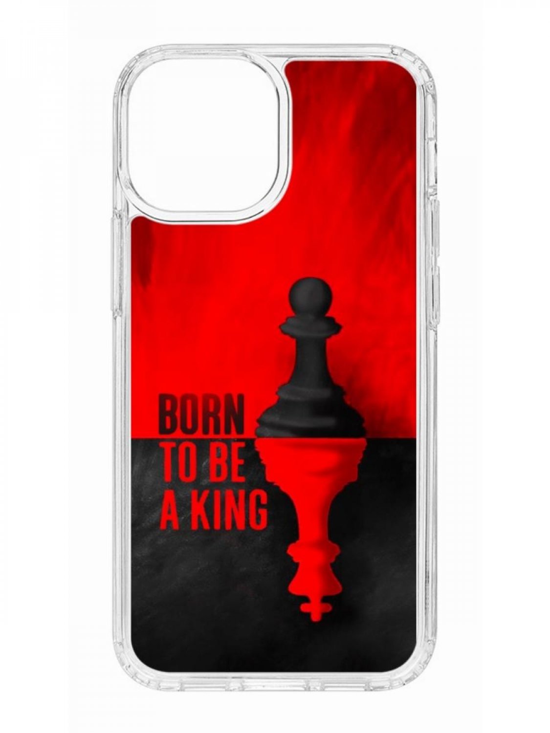 

Противоударный чехол для Apple iPhone 13 mini КRUЧЕ Print Born to be a King прозрачный, Чехол на айфон 13 мини с защитой камеры