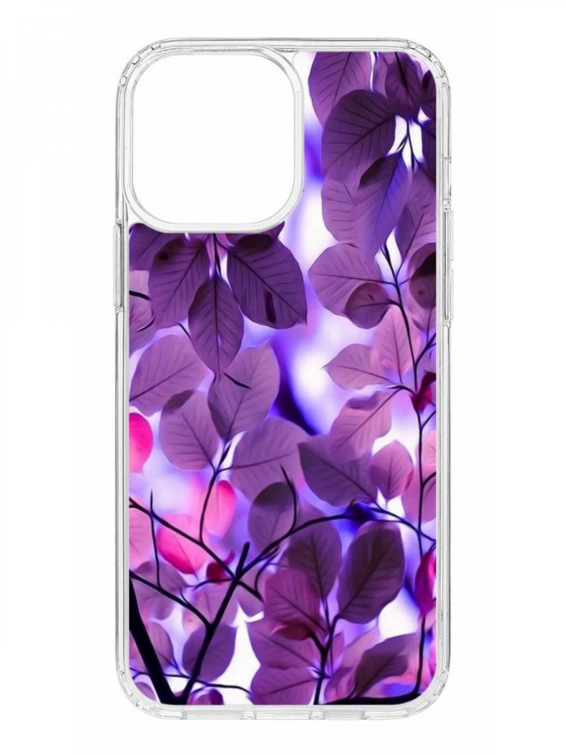 Противоударный чехол для Apple iPhone 13 Pro Max КRUЧЕ Print Purple leaves прозрачный