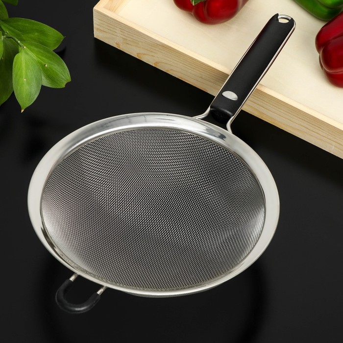 

Сито с ручкой Bonjo, нержавеющая сталь, d=20 см, цвет чёрный
