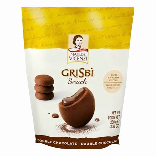 Печенье Grisbi Snack Double Chocolate песочное с шоколадным кремом 250 г