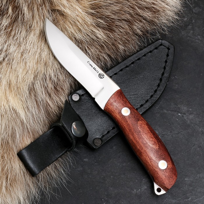 Нож кавказский Грибник с ножнами, сталь - 65х13, рукоять - бук