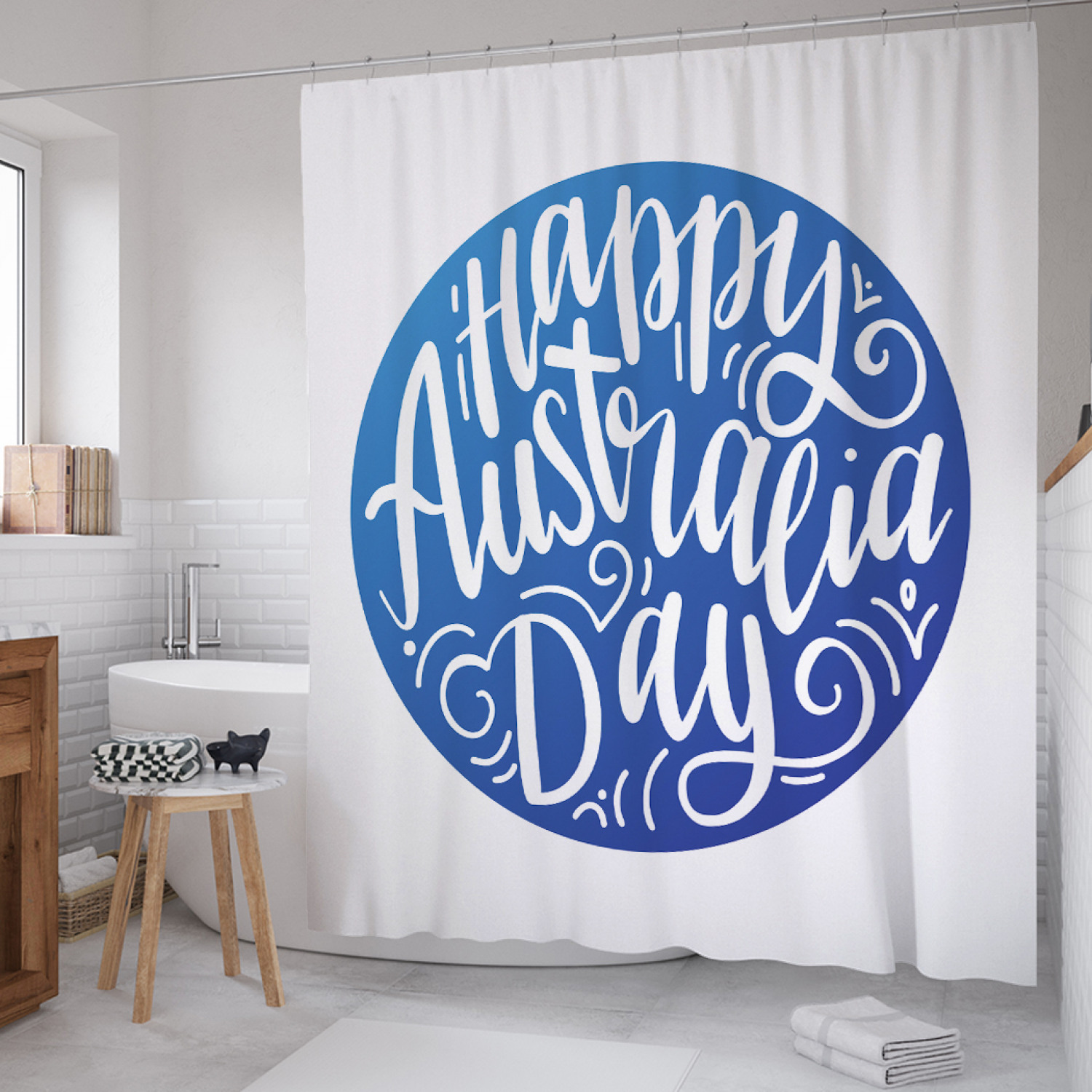 

Штора для ванной JoyArty "С Днем Австралии" из сатена, 180х200 см с крючками, Белый, С Днем Австралии
