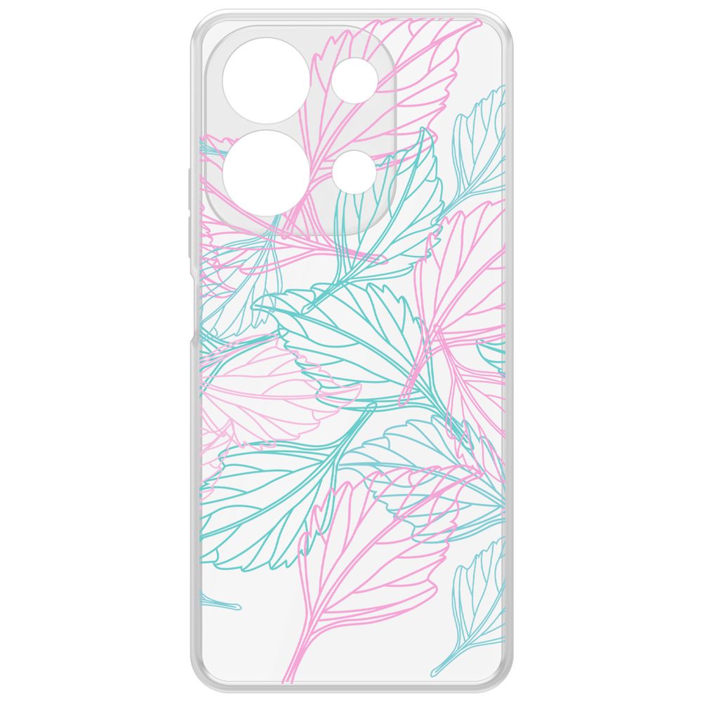 

Чехол-накладка Krutoff Clear Case Листья паттерн для Xiaomi Redmi Note 13 4G, Прозрачный