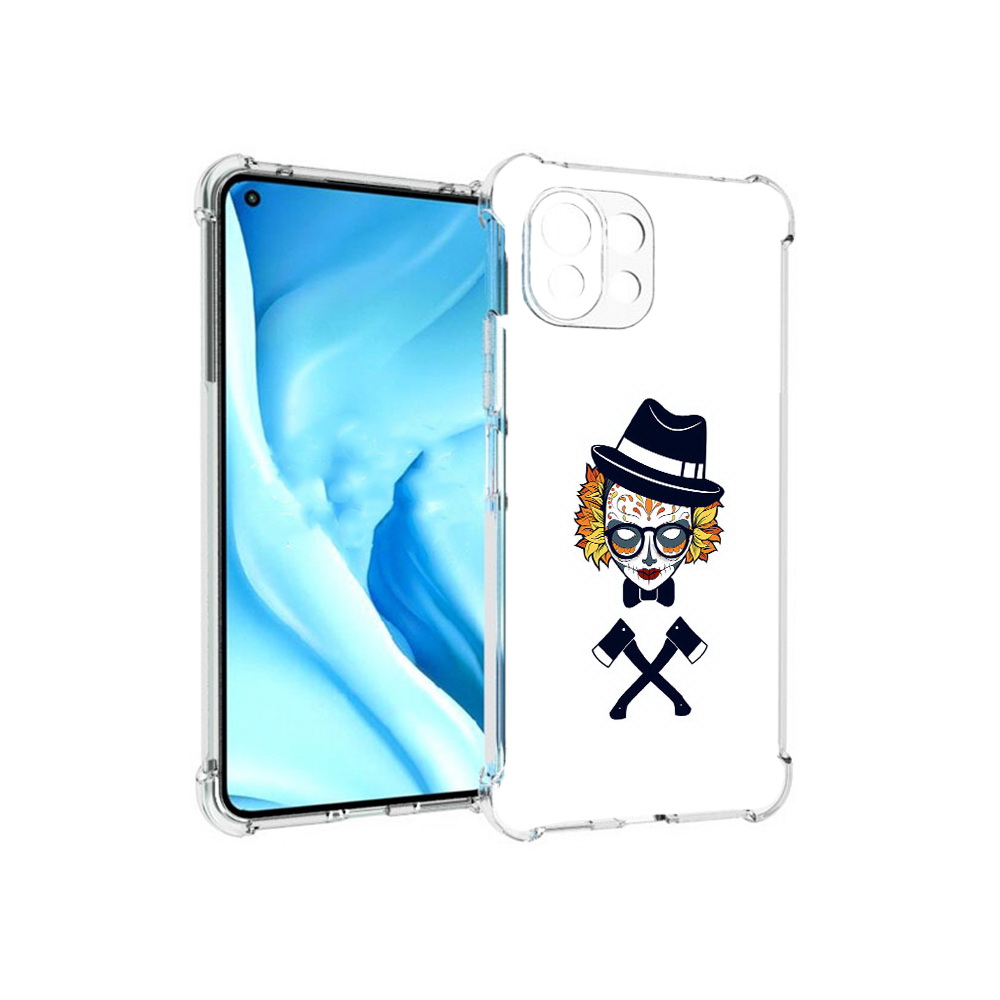 

Чехол MyPads Tocco для Xiaomi Mi 11 Lite девушка в маске с топорами рисунок, Прозрачный, Tocco