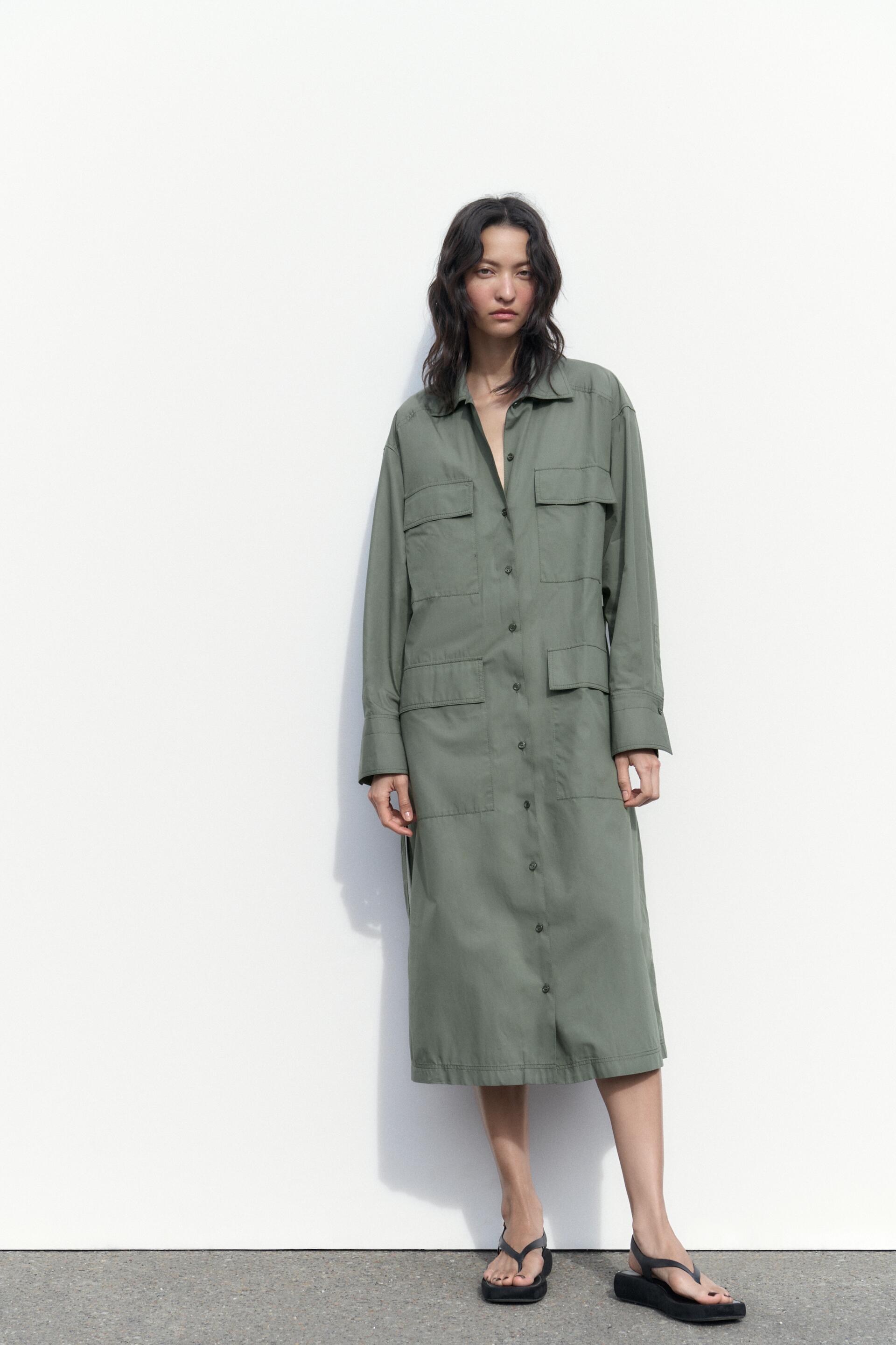 

Платье женское ZARA 02290554 хаки L (доставка из-за рубежа), 02290554