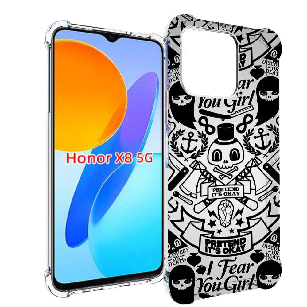 

Чехол MyPads готический-принт для Honor X8 5G, Прозрачный, Tocco