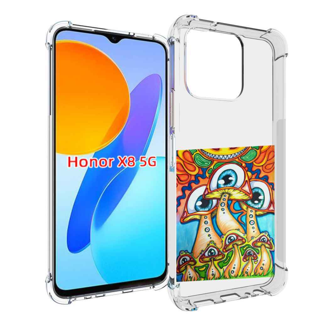 

Чехол MyPads грибы с глазами для Honor X8 5G, Прозрачный, Tocco