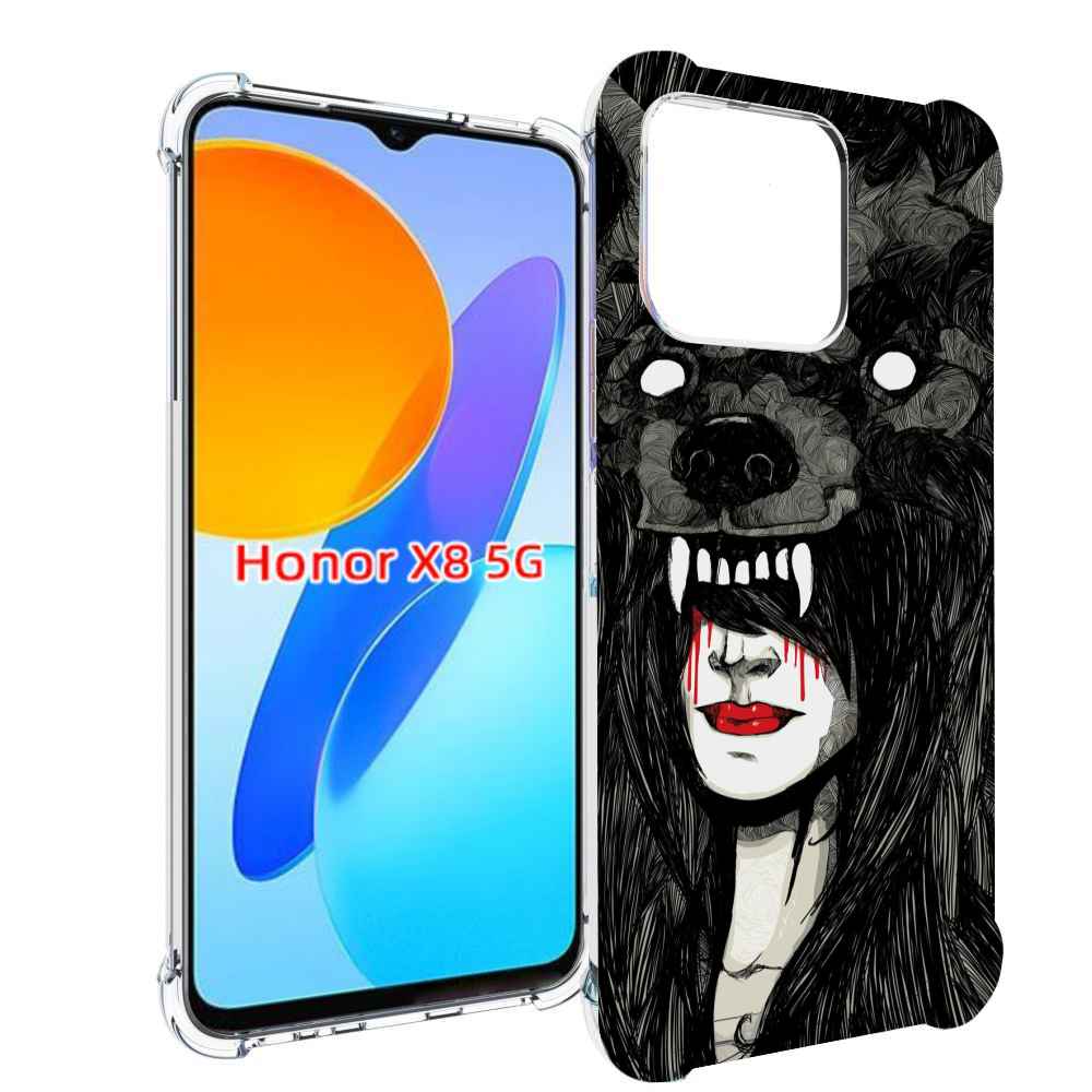 

Чехол MyPads девушка в шкуре волка женский для Honor X8 5G, Прозрачный, Tocco