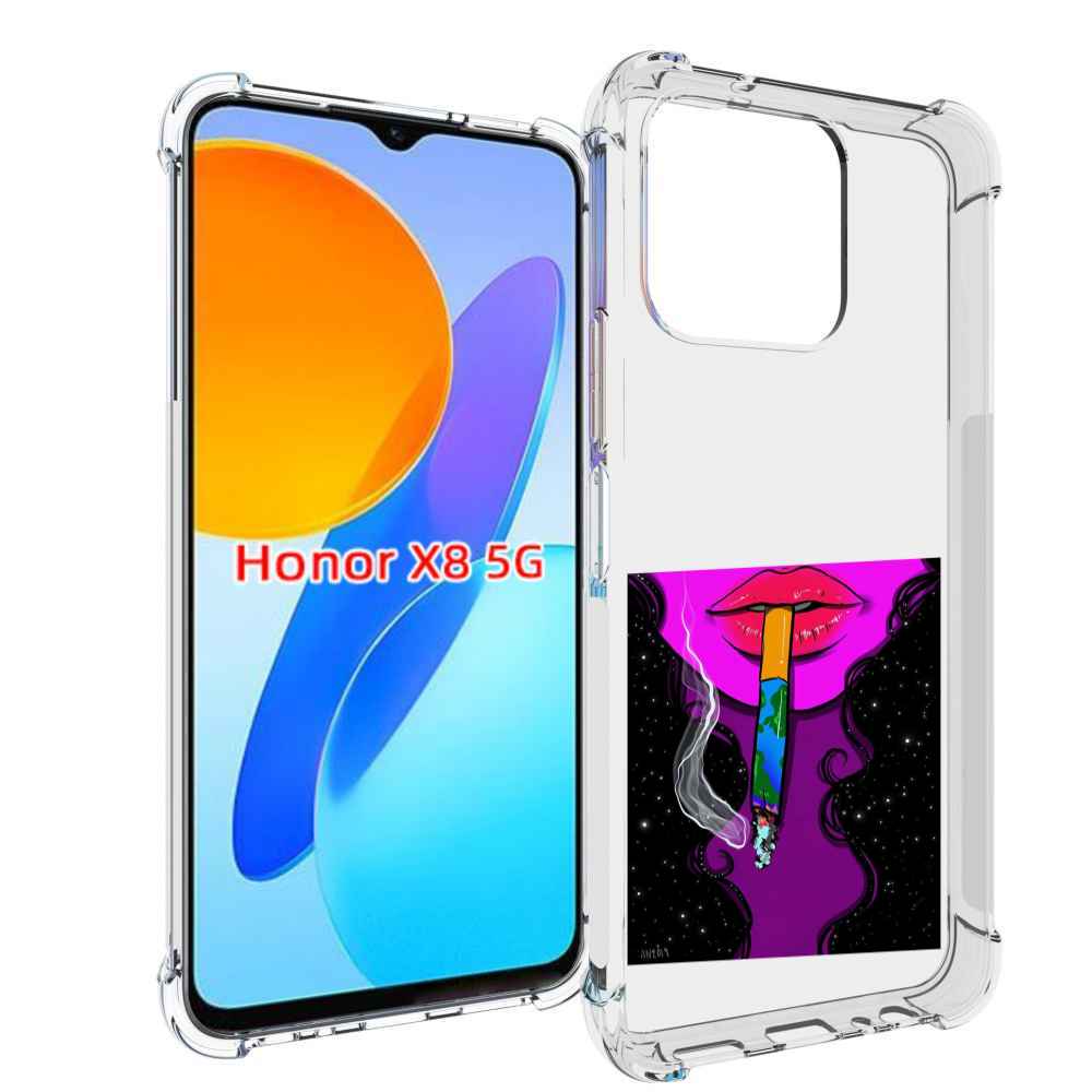 

Чехол MyPads девушка курит землю женский для Honor X8 5G, Прозрачный, Tocco