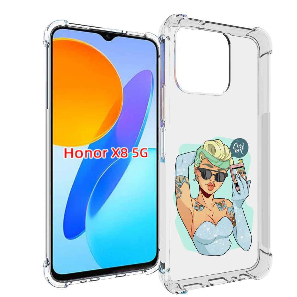 

Чехол MyPads девушка с короткой стрижкой женский для Honor X8 5G, Прозрачный, Tocco