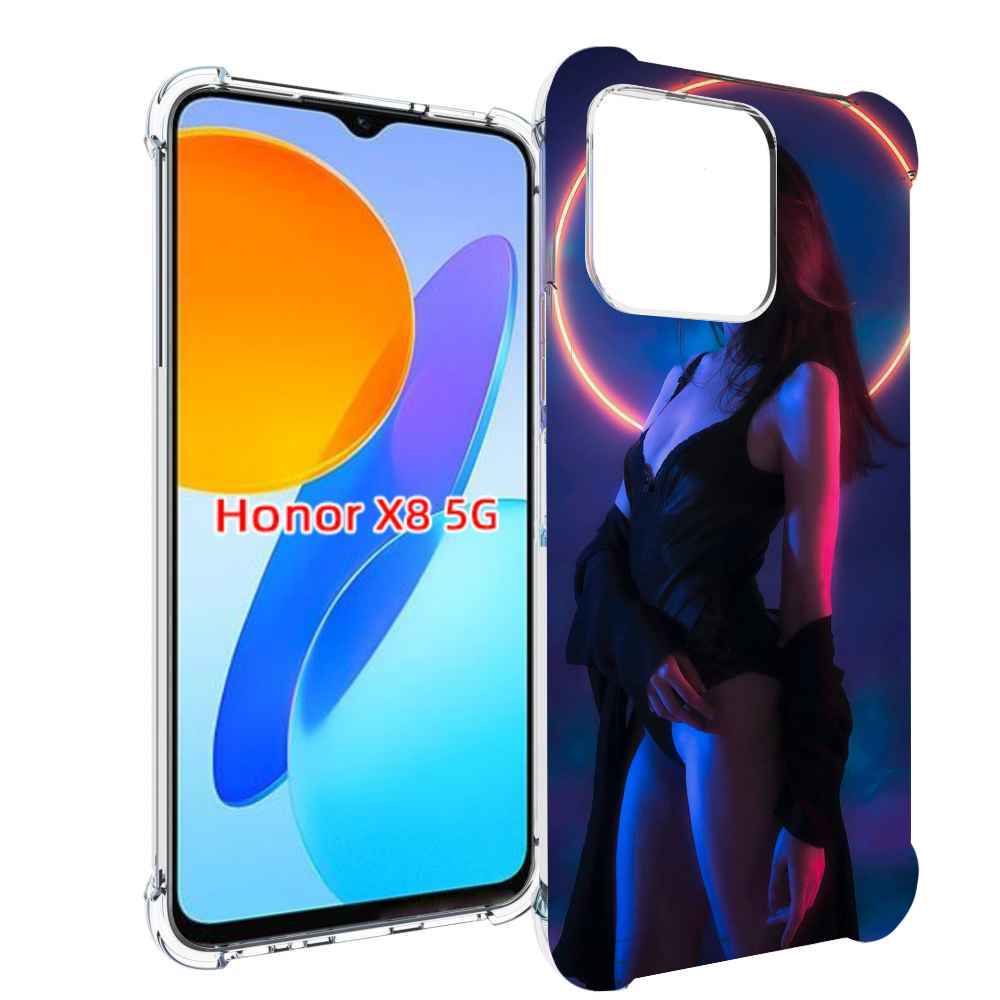 

Чехол MyPads девушка с неоновым кругом женский для Honor X8 5G, Прозрачный, Tocco
