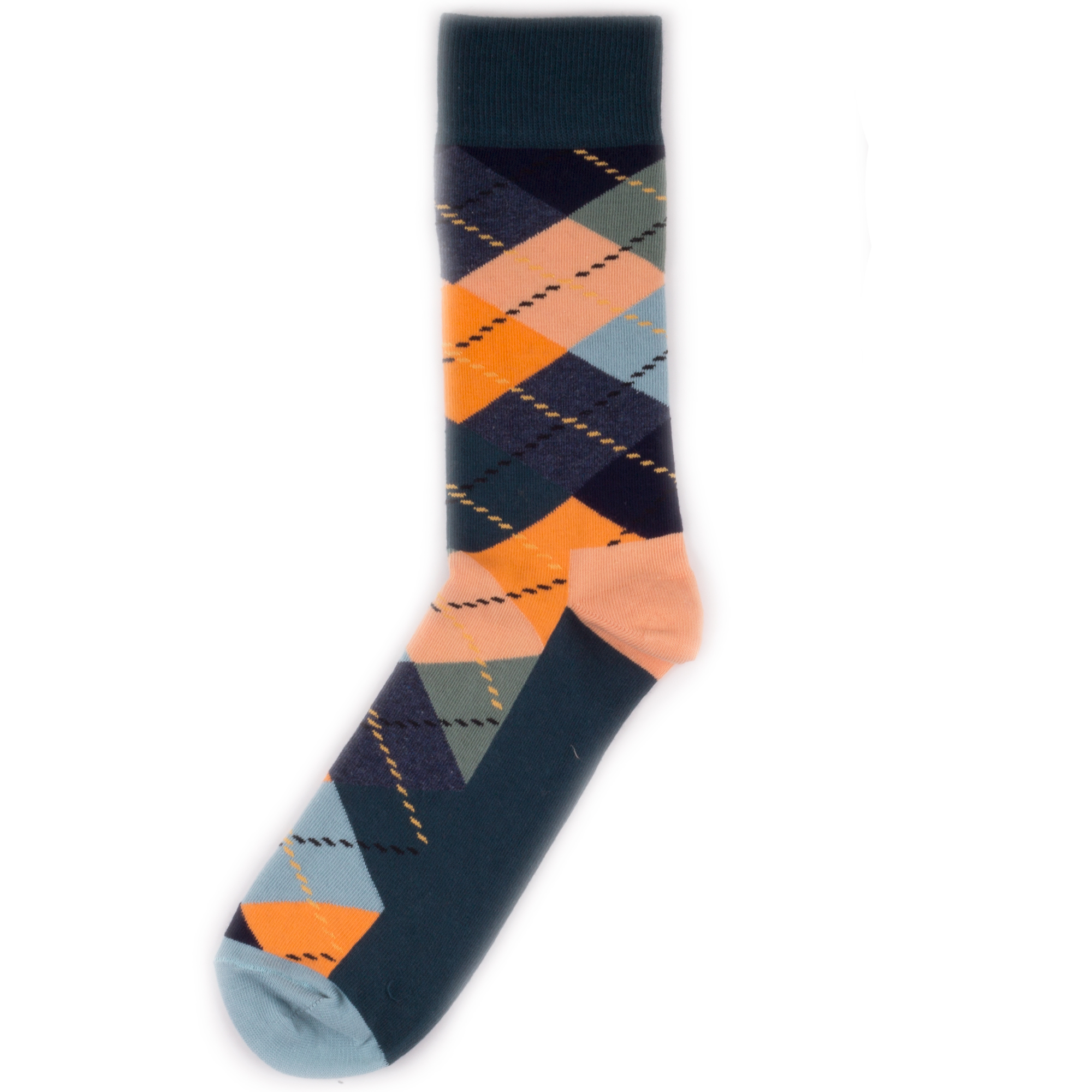фото Носки унисекс happy socks happy socks argyle - green/orange/blue разноцветные 36-40