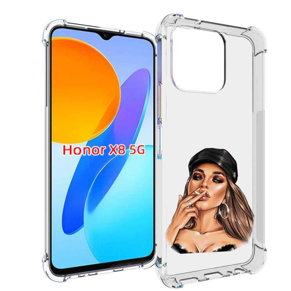 

Чехол MyPads девушка-в-шапке-с-сигаретой для Honor X8 5G, Прозрачный, Tocco