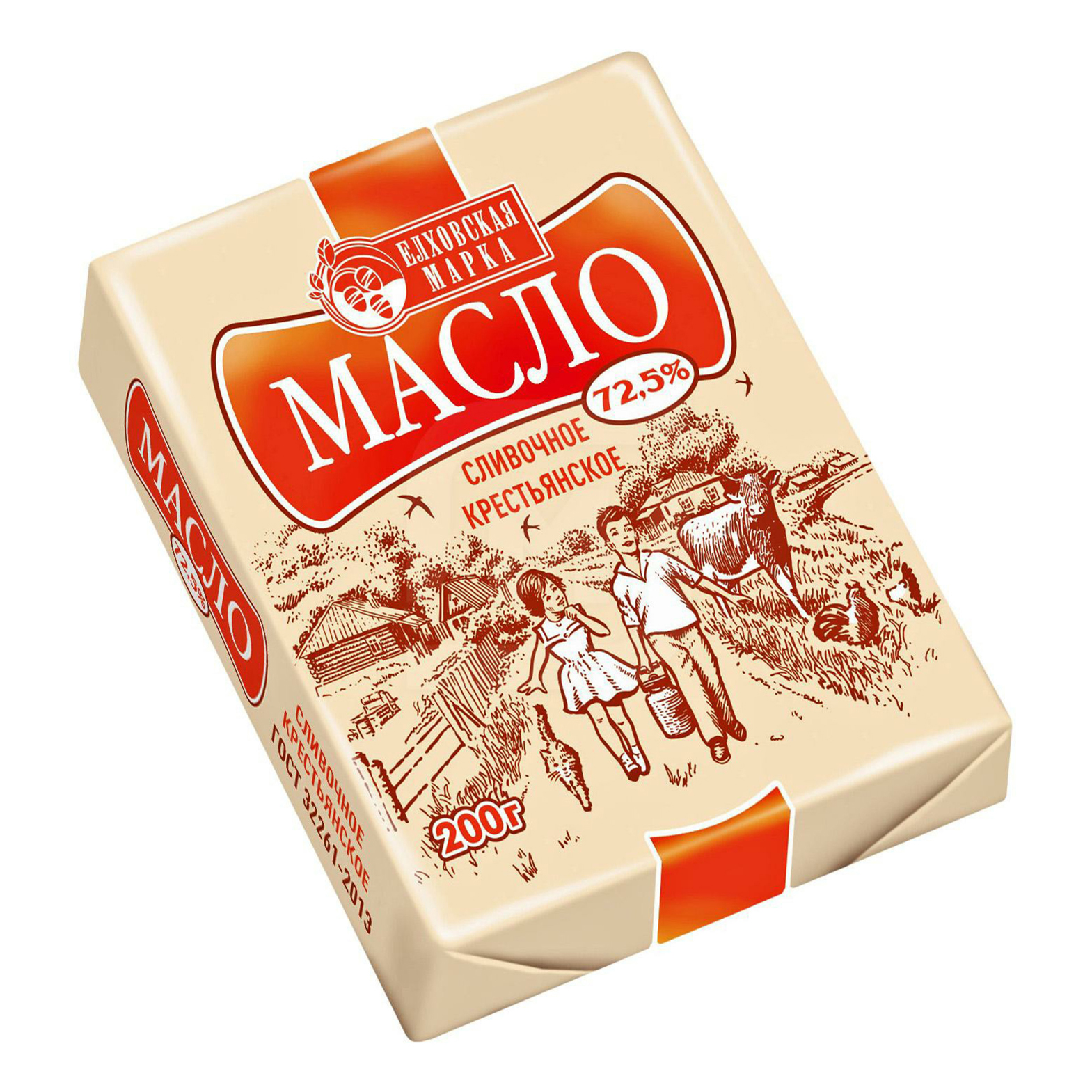 

Сладкосливочное масло Елховская Марка Крестьянское 72,5% БЗМЖ 200 г