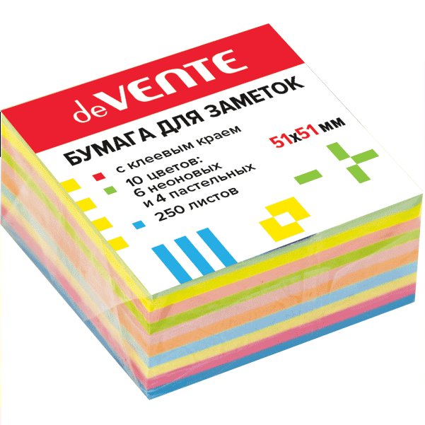 

Блок клейкий deVente 51х51 250л, Разноцветный, 1429759