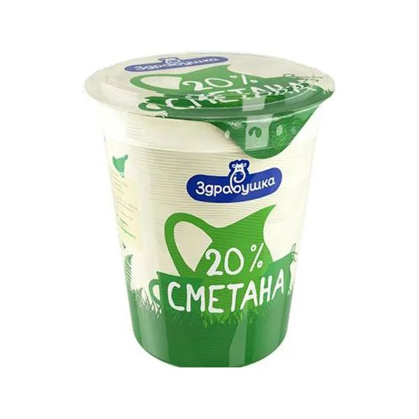 

Сметана Здравушка 20% БЗМЖ 400 г