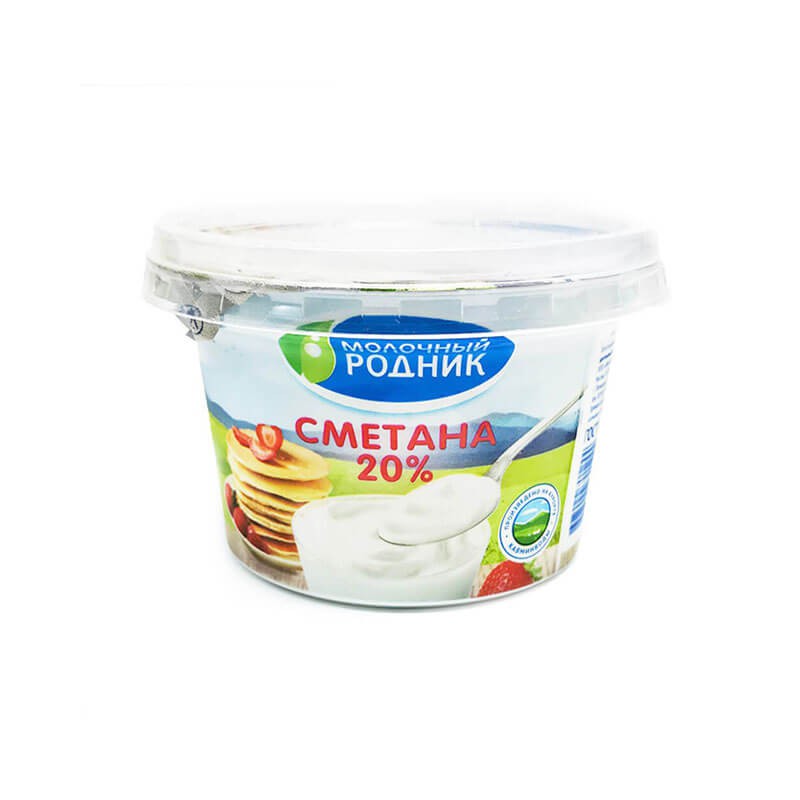 фото Сметана молочный родник 20% 180 г