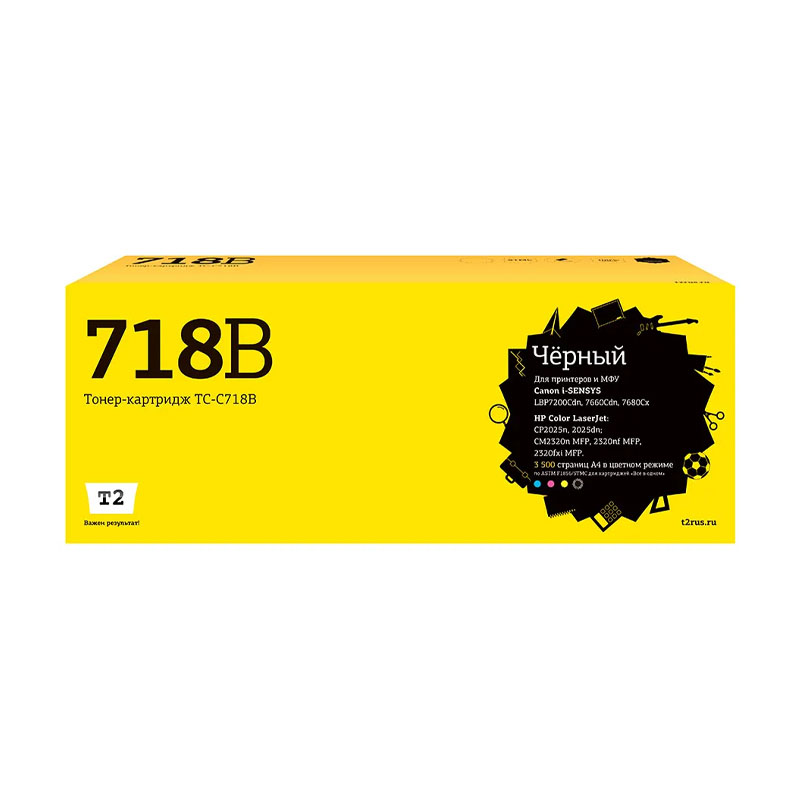 Лазерный картридж T2 TC-C718B (CC530A/Canon 718Bk) для принтеров Canon, черный