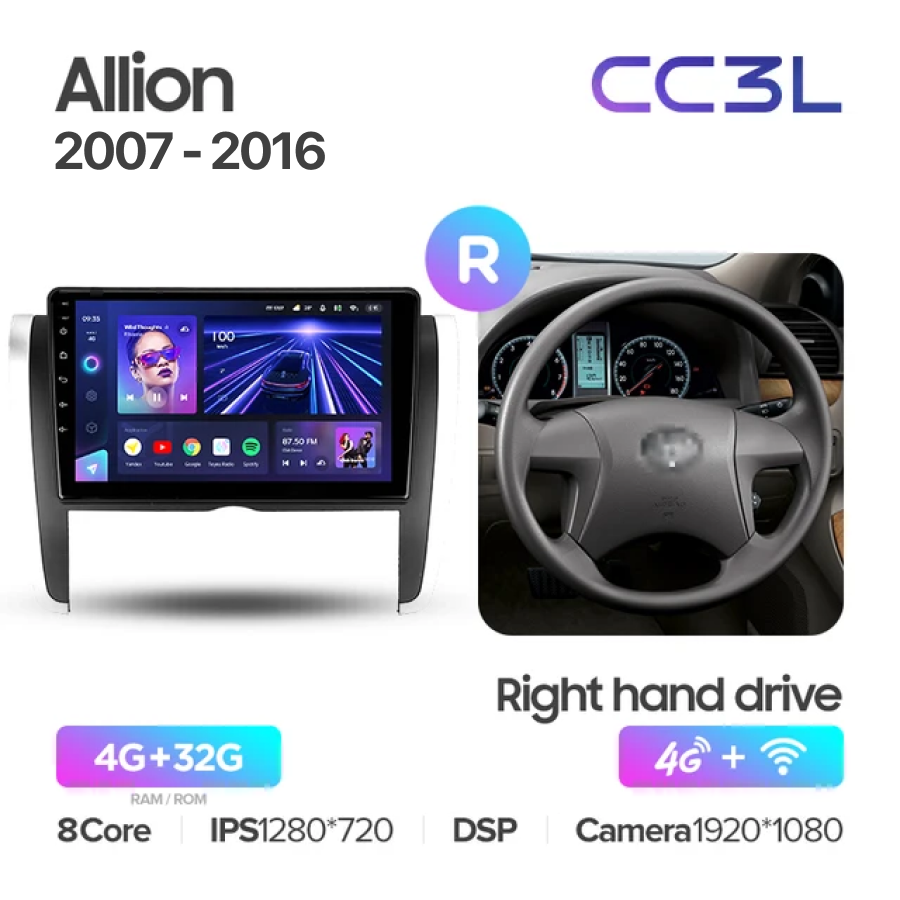 

Магнитола Teyes CC3L Toyota Allion, Premio 2007 - 2016 4+32Gb, CC3L