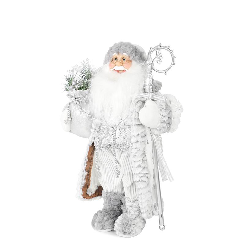 Фигурка Maxitoys Дед Мороз в Серебряной Шубке с Посохом и Подарками, 30 см MT-21830-30