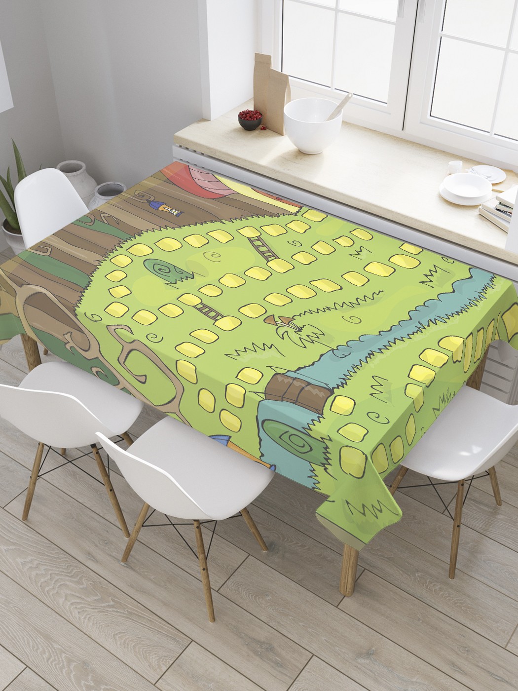 

Скатерть прямоугольная JoyArty "Настольная игра Лес" из оксфорда, 180x145 см, Зеленый, Настольная игра Лес