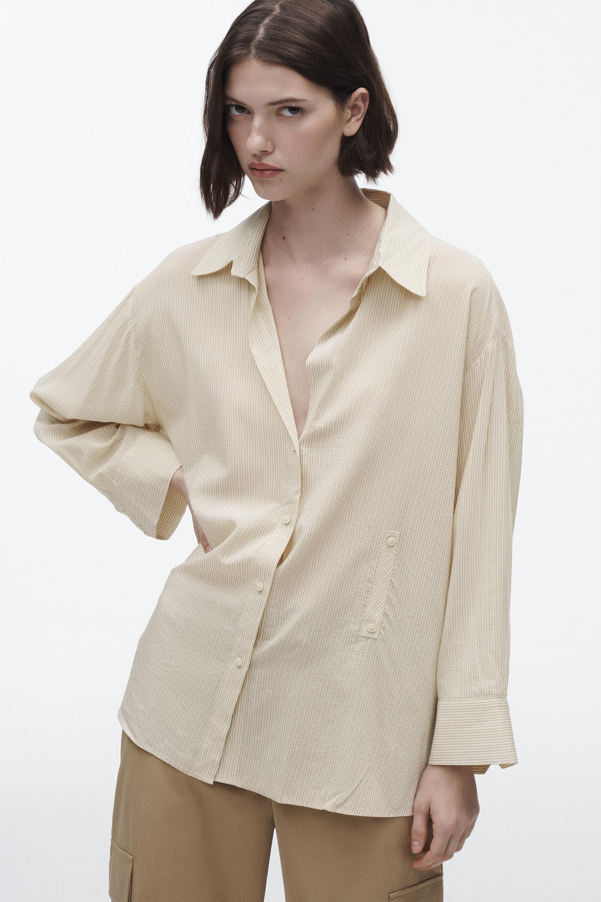 

Рубашка женская ZARA 02298077 бежевая S (доставка из-за рубежа), Бежевый, 02298077
