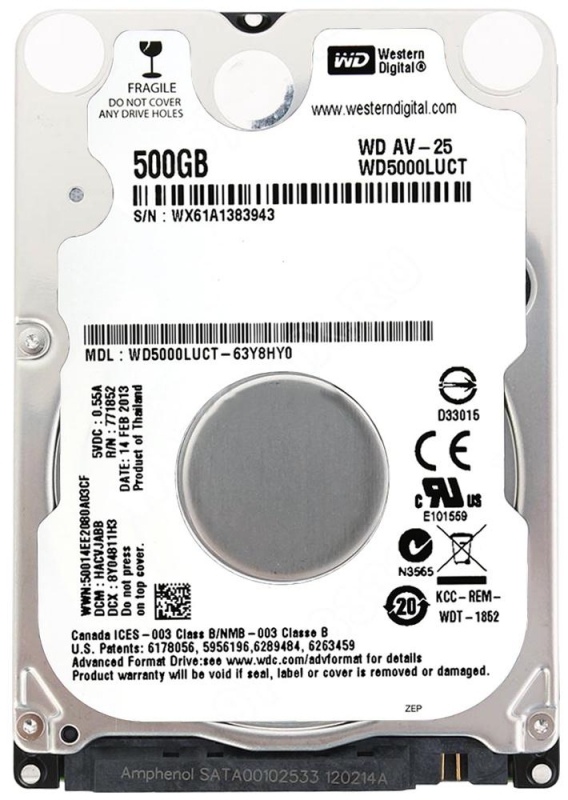 

Жесткий Диск Western Digital WD5000LUCT 500Gb SATAII 2,5" HDD, WD5000LUCT