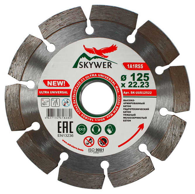 

Диск алмазный SKYWER 1A1RSS ULTRA UNIVERSAL 125 х 2.0 х 10 х 22.2мм Т10