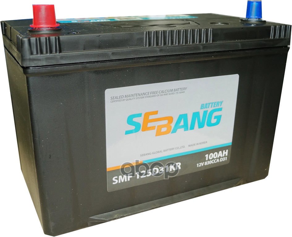 

Аккумулятор Sebang Smf 100 А/Ч Прямая L+ 306x173x225 En830 А SEBANG арт. SMF 125D31KR