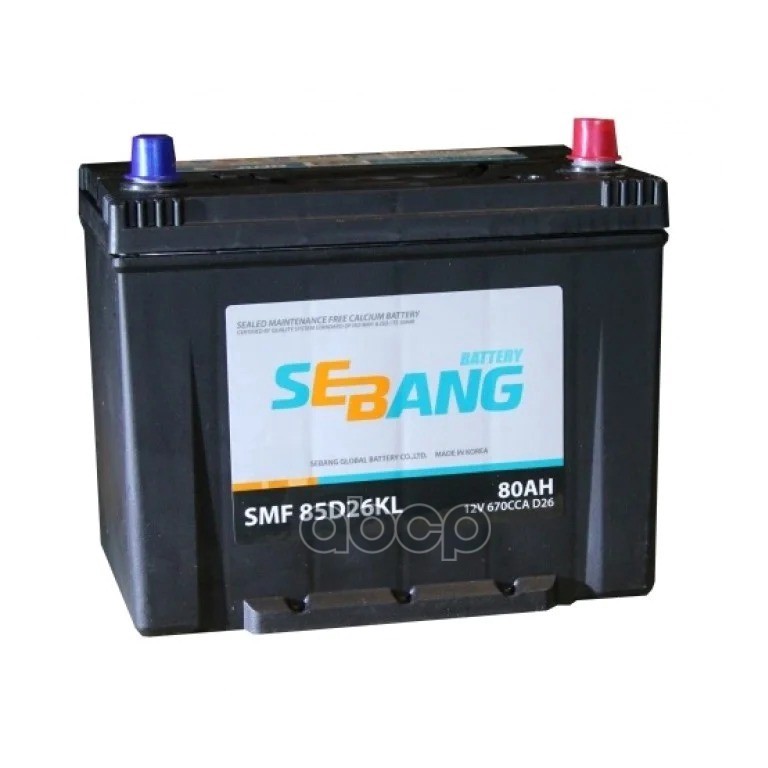 Аккумулятор Sebang Smf 80 А/Ч Обратная R+ 260x175x225 En670 А SEBANG арт. SMF 85D26KL