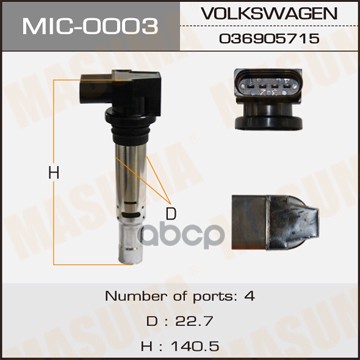 

Катушка Зажигания Аudi/Vw/Sкоdа 1.4-1.6 04-14 Masuma mic0003