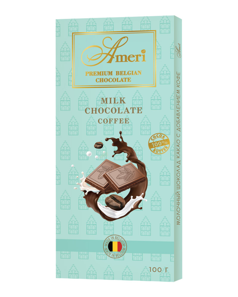 Шоколадная плитка Ameri Молочный Шоколад с добавлением кофе, 100 г х 5 шт