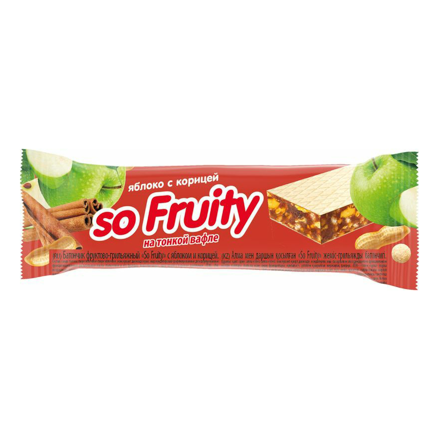 Батончик So Fruity фруктово-грильяжный с яблоком и корицей 40 г