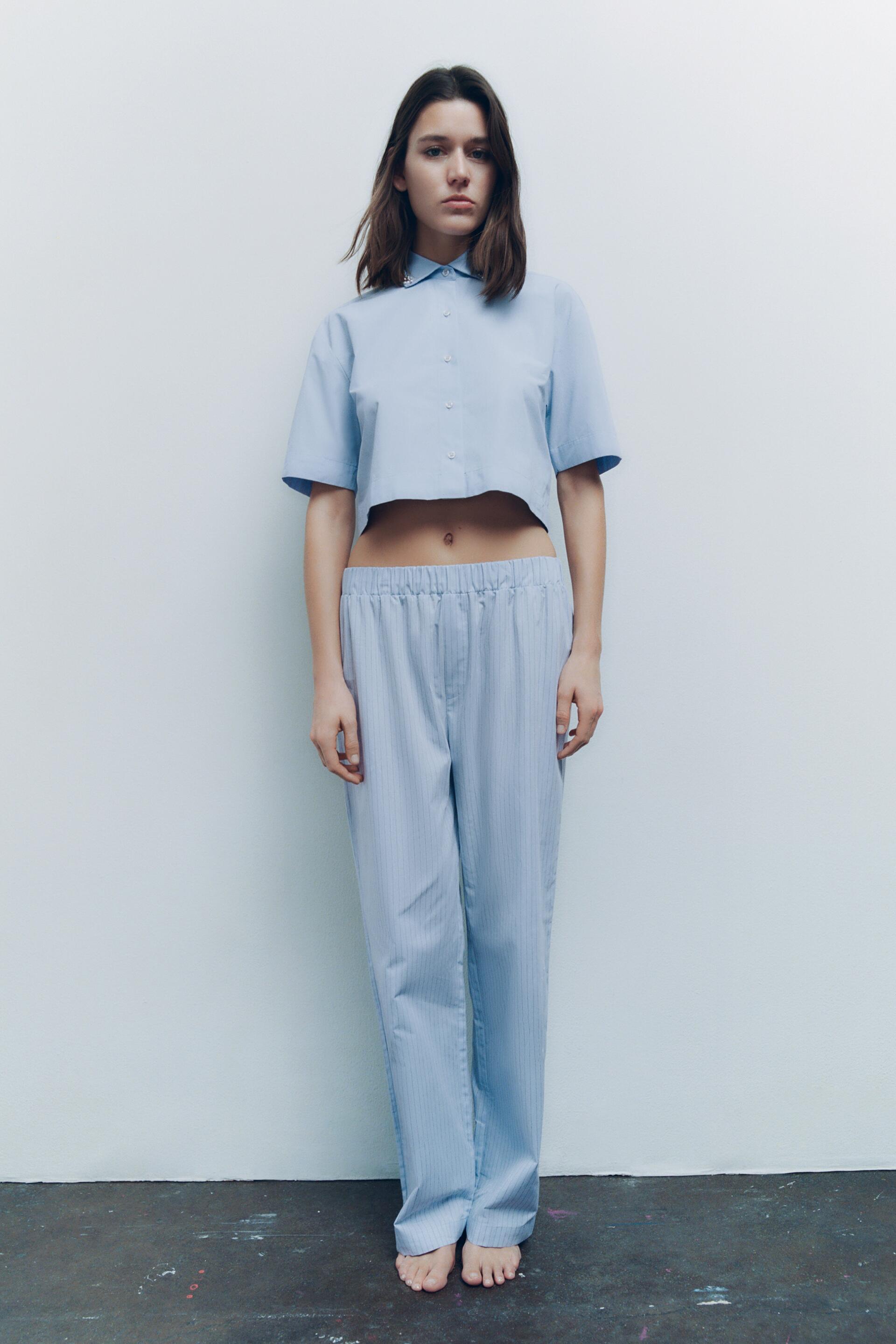 

Рубашка женская ZARA 02397824 голубая M (доставка из-за рубежа), 02397824